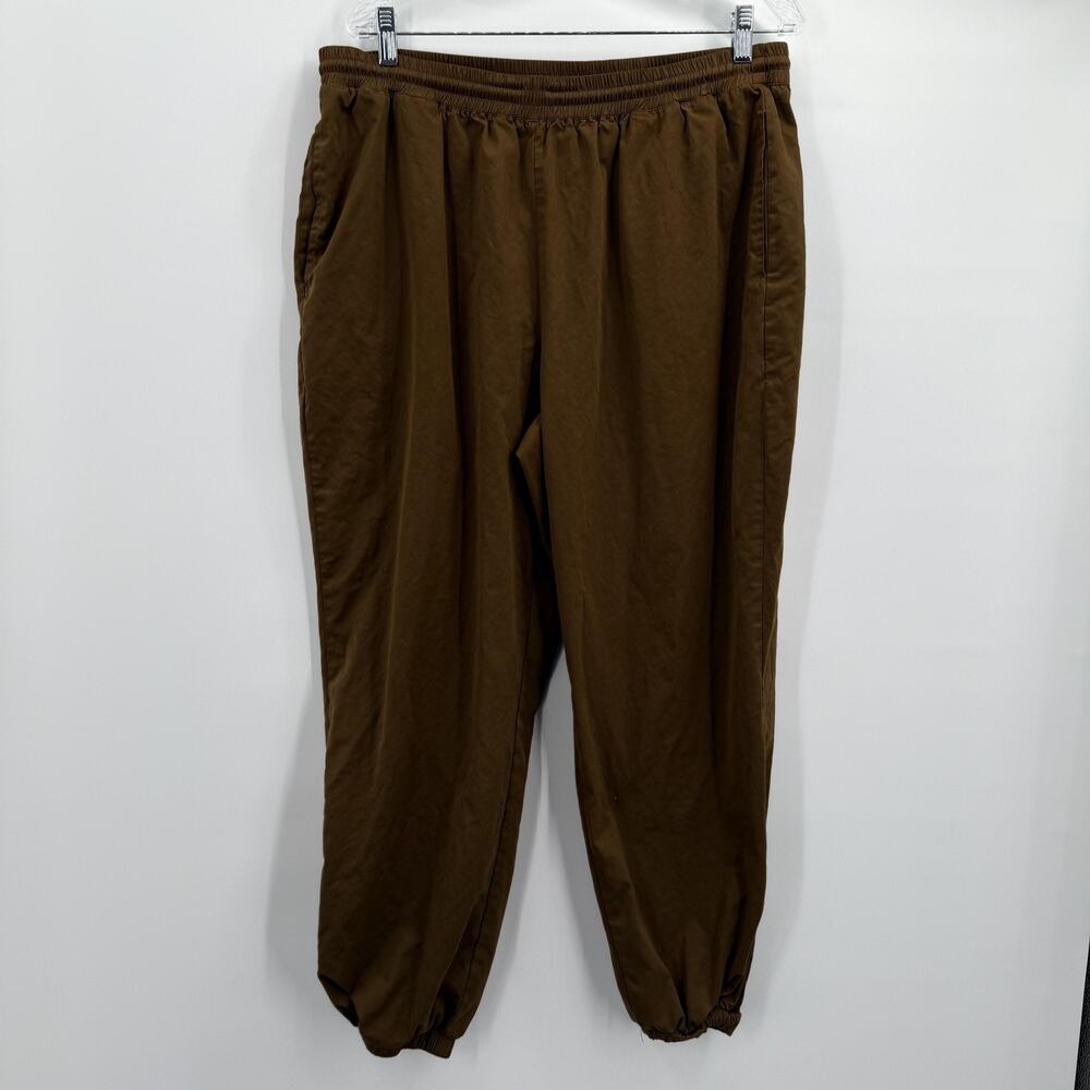 Good American Pants Womens XL Brown Joggers Camel Cuff Pockets Ankle